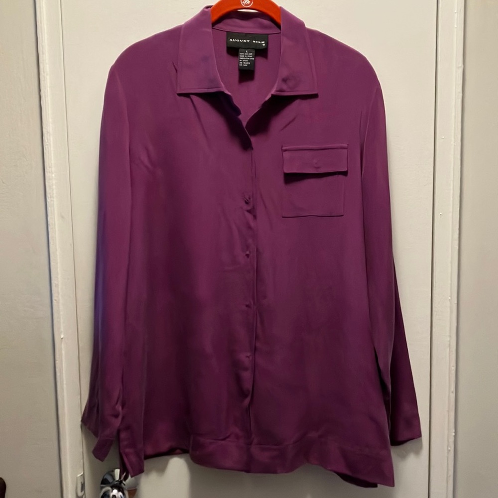 Beautiful August Silk Sueded Silk Shirt, size L - Like New